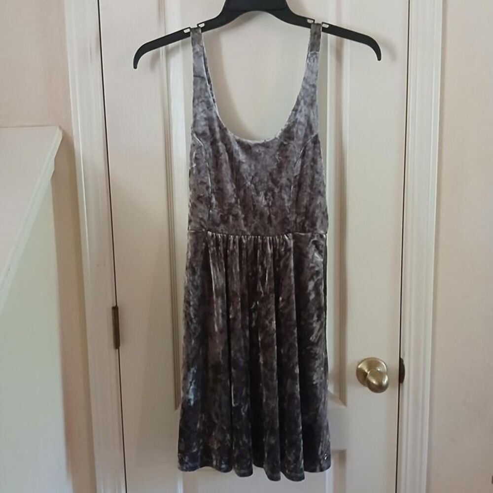 Silver crushed velvet velour Volcom X Georgia May Jagger zip skater dress Sz XS
